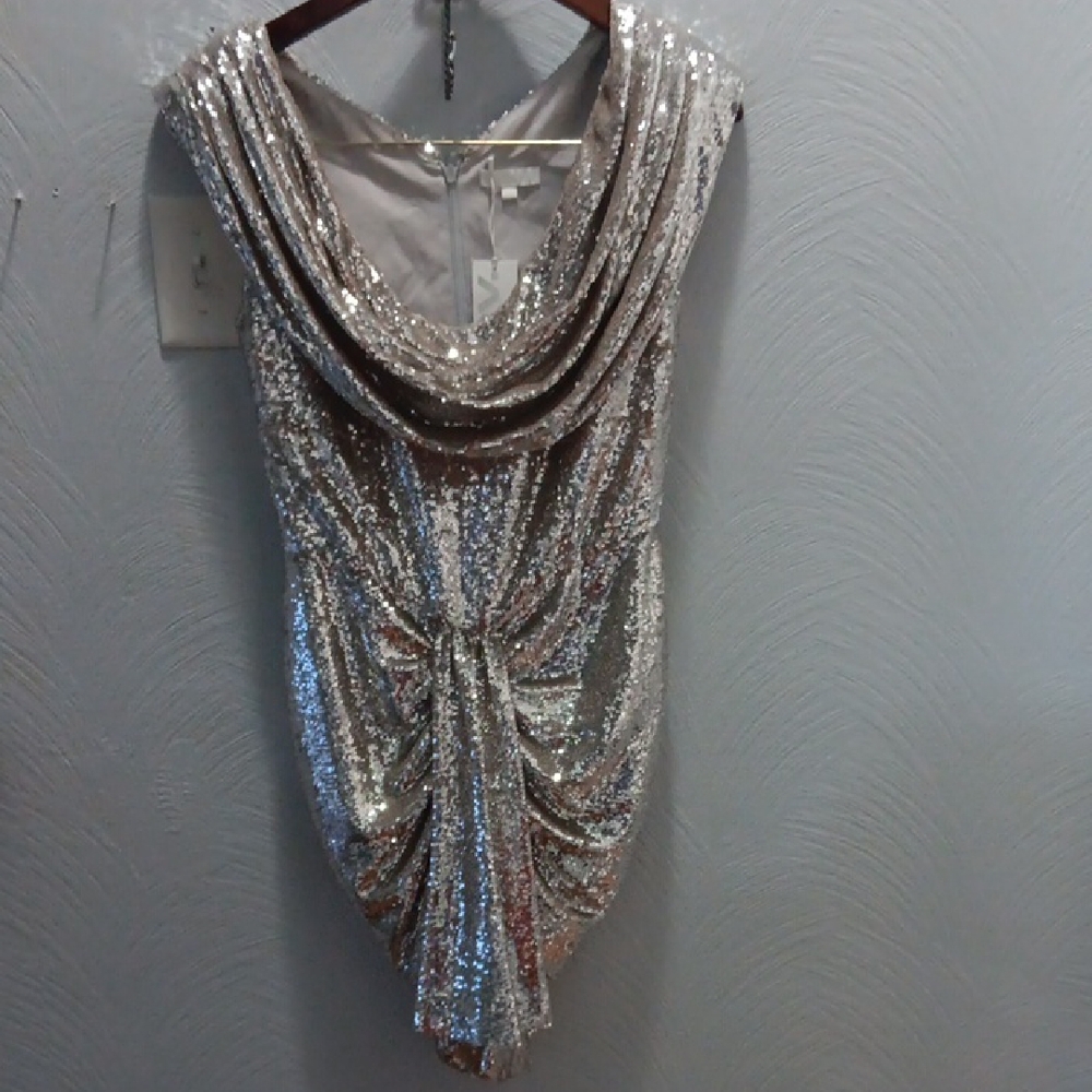 LBV Silver Sequin Dress  4 NWT